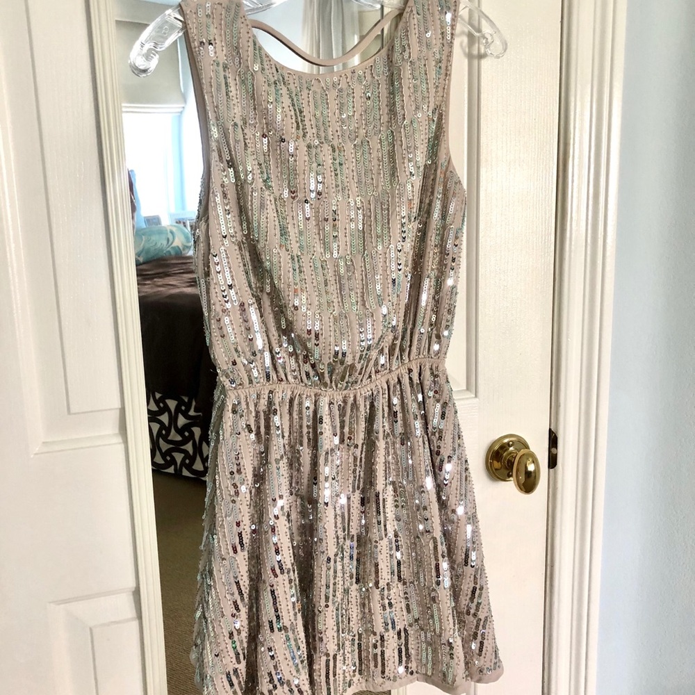 Cream & Silver Sequin Dress